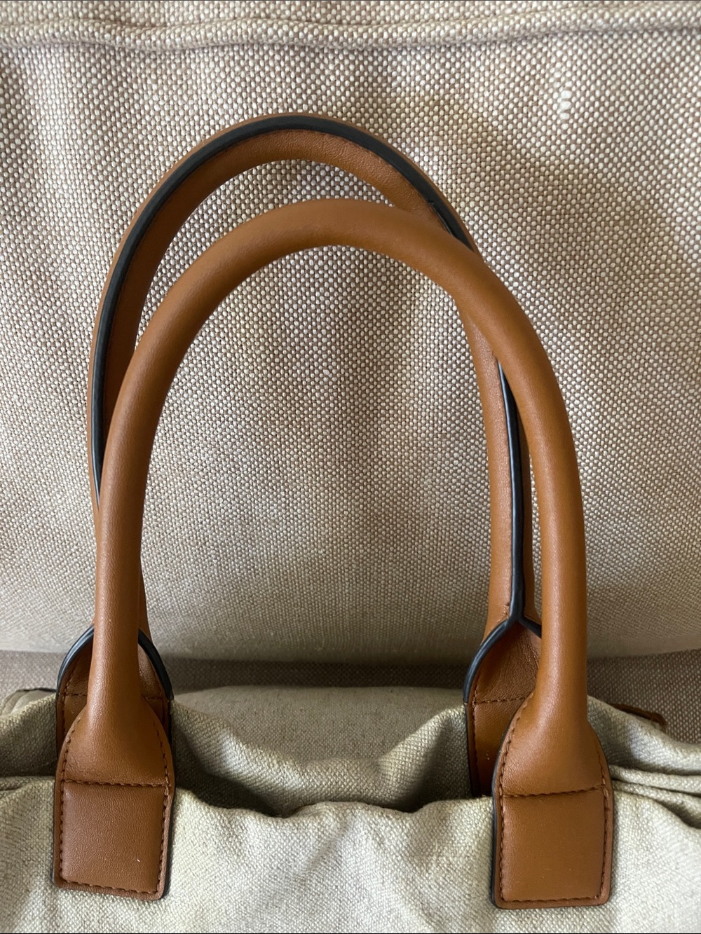 Tory Burch Canvas Tote with Multicolor Embroidered Medallion & Tan Trim - Picture 3 of 10